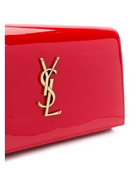 rote Leder Clutch von Saint Laurent