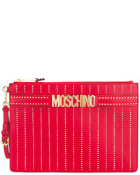 rote Leder Clutch von Moschino