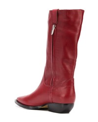 rote Leder mittelalte Stiefel von The Seller