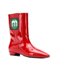 rote Leder mittelalte Stiefel von Miu Miu