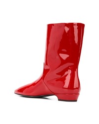 rote Leder mittelalte Stiefel von Miu Miu