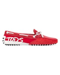 rote Leder Mokassins von Tod's