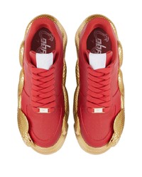 rote Leder niedrige Sneakers mit Schlangenmuster von Giuseppe Zanotti