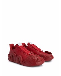 rote Leder niedrige Sneakers mit Schlangenmuster von Giuseppe Zanotti