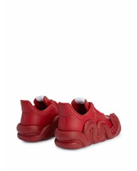 rote Leder niedrige Sneakers mit Schlangenmuster von Giuseppe Zanotti