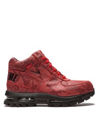 rote Leder niedrige Sneakers mit Schlangenmuster von Nike