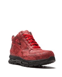 rote Leder niedrige Sneakers mit Schlangenmuster von Nike