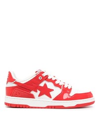 rote Leder niedrige Sneakers von A Bathing Ape