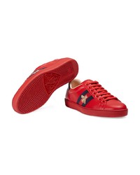 rote Leder niedrige Sneakers von Gucci