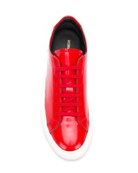 rote Leder niedrige Sneakers von Common Projects