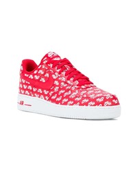 rote Leder niedrige Sneakers von Nike