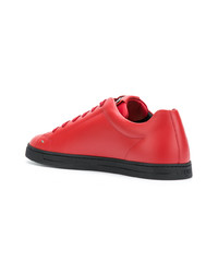 rote Leder niedrige Sneakers von Fendi