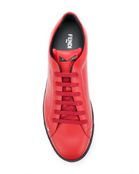 rote Leder niedrige Sneakers von Fendi