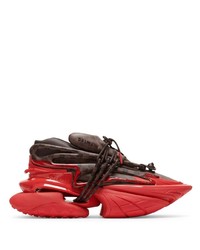 rote Leder niedrige Sneakers von Balmain