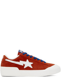 rote Leder niedrige Sneakers von BAPE