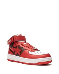 rote Leder niedrige Sneakers von A Bathing Ape