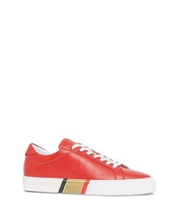 rote Leder niedrige Sneakers von Burberry