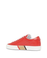 rote Leder niedrige Sneakers von Burberry