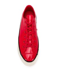 rote Leder niedrige Sneakers von Converse