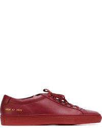 rote Leder niedrige Sneakers von Common Projects