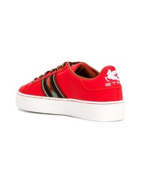 rote Leder niedrige Sneakers von Etro