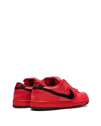 rote Leder niedrige Sneakers von Nike