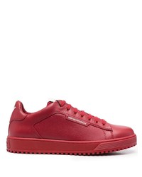 rote Leder niedrige Sneakers von Emporio Armani