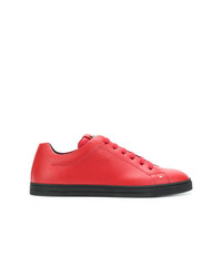 rote Leder niedrige Sneakers von Fendi