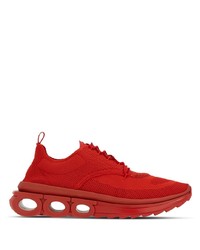 rote Leder niedrige Sneakers von Ferragamo