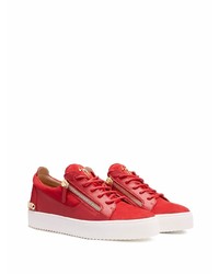 rote Leder niedrige Sneakers von Giuseppe Zanotti