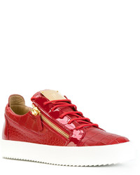 rote Leder niedrige Sneakers von Giuseppe Zanotti Design