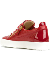 rote Leder niedrige Sneakers von Giuseppe Zanotti Design