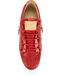 rote Leder niedrige Sneakers von Giuseppe Zanotti Design