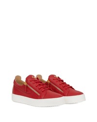 rote Leder niedrige Sneakers von Giuseppe Zanotti