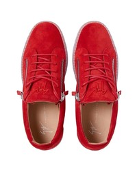 rote Leder niedrige Sneakers von Giuseppe Zanotti