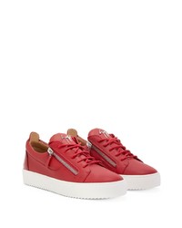 rote Leder niedrige Sneakers von Giuseppe Zanotti