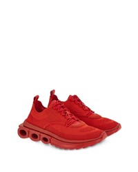 rote Leder niedrige Sneakers von Ferragamo