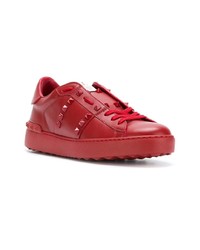 rote Leder niedrige Sneakers von Valentino