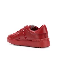 rote Leder niedrige Sneakers von Valentino