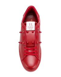 rote Leder niedrige Sneakers von Valentino