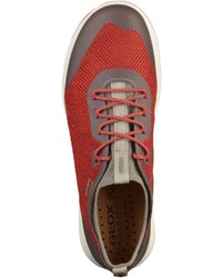 rote Leder niedrige Sneakers von Geox