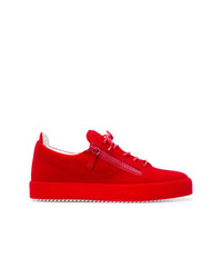 rote Leder niedrige Sneakers von Giuseppe Zanotti Design