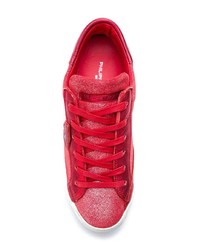 rote Leder niedrige Sneakers von Philippe Model