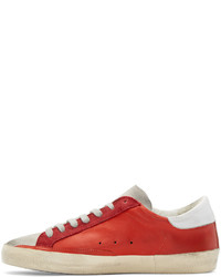 rote Leder niedrige Sneakers von Golden Goose Deluxe Brand