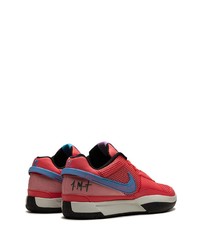 rote Leder niedrige Sneakers von Nike