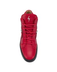 rote Leder niedrige Sneakers von Giuseppe Zanotti