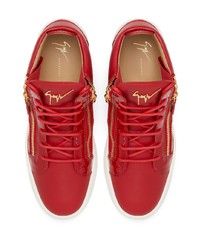 rote Leder niedrige Sneakers von Giuseppe Zanotti