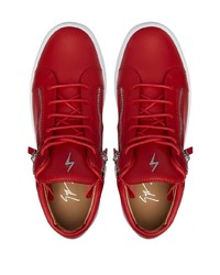 rote Leder niedrige Sneakers von Giuseppe Zanotti