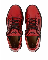 rote Leder niedrige Sneakers von Giuseppe Zanotti