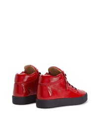 rote Leder niedrige Sneakers von Giuseppe Zanotti